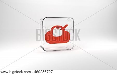 Red Mochi Icon Isolated On Grey Background. Japanese Traditional Weet Soft Dessert. Ball Of Rice Flo
