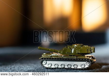 Toy Tank With Camouflage Color. Military Vehicles Toy. Simple Cheap Toys For Children, Warfare, Warz