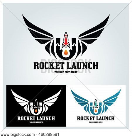 Rocket Launch Logo Design Template. Vector Illustration