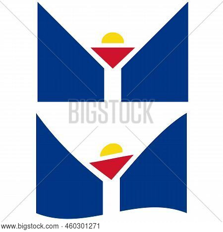 Flag Of Saint Martin Island. Saint Martin Island National Flag. Saint Martin Island Waving Flag. Fla