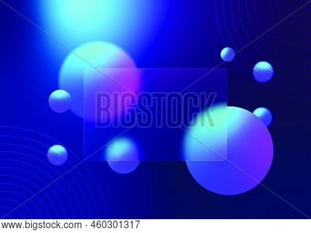 Glass Morphism, Floating Blurry Spheres , Blue Purple Gradient Sphere Geometric Shapes, Multicolor F