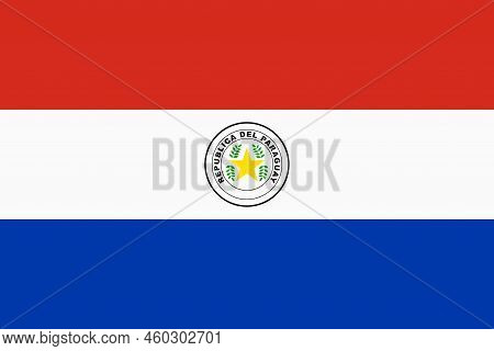 Flag Of Paraguay. Paraguayan National Banner And Patriotic Symbol. Official Colors. Flat Vector Illu