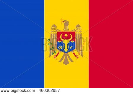 Flag Of Moldova. Moldavian National Banner And Patriotic Symbol. Official Colors. Flat Vector Illust