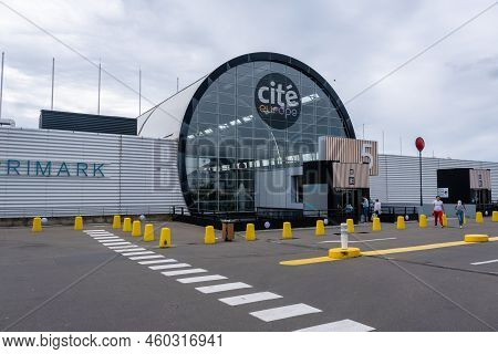 Coquelles, France - 25 June 2022: Entrance Of Cité Europe Mall (centre Commercial Cité Europe) Near 