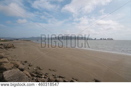Panoramic View Of The City Of Bahia De Caraquez Seen From San Vicente Beach During A Sunny Day