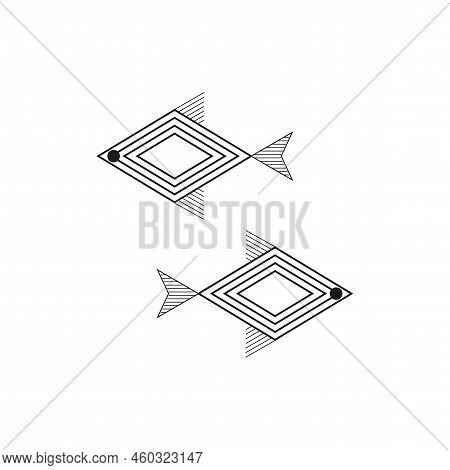 Fish Lines On White Background. Vector Illustration. Stock Image.