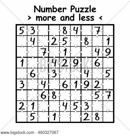 Simple Greater Than Sudoku Game For Kids And Adults Vector Illustration