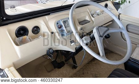 Bordeaux , Aquitaine  France - 08 20 2022 : Citroen Mehari Speedometer Interior Of Beach Car With St