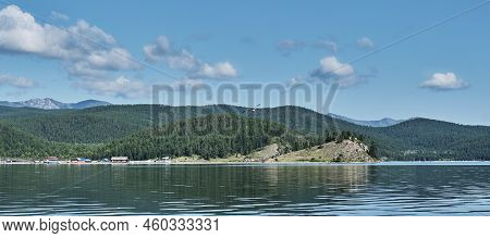 Kurbulik Village On West Bank Of Chivyrkuisky Bay Of Lake Baikal.. Zabaikalsky National Park, Buryat