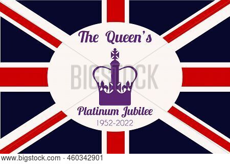 The Queen S Platinum Jubilee Celebration. Crown On The Colorful Background. Vector Illustration For 