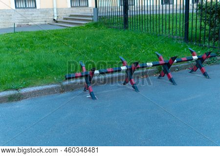 Russia, Petersburg - Aug 19, 2022: Anti Lake Tank Shore River Defence Protection Defense War, Concep
