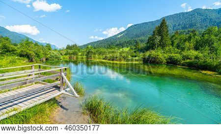 Zelenci Nature Reserve - Blue Natural Lake And Source Of The Sava Dolinka River Near Kranjska Gora, 