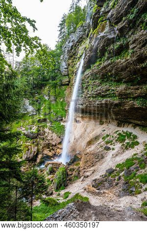 Pericnik Waterfall With Behind Path, Julian Alps, Slovenia