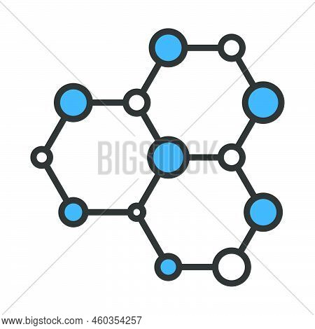 Icon Of Chemistry Hexa Connection. Editable Bold Outline With Color Fill Design. Vector Illustration