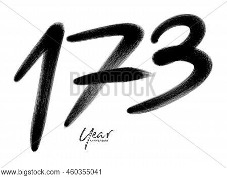 173 Years Anniversary Celebration Vector Template, 173 Number Logo Design, 173th Birthday, Black Let