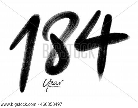 184 Years Anniversary Celebration Vector Template, 184 Number Logo Design, 184th Birthday, Black Let