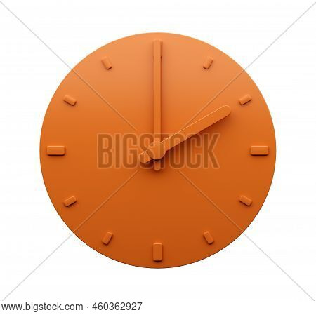 Minimal Orange Clock 02:00 Two O'clock Abstract Minimalist Wall Clock 14:00 Or 2:00 3d Illustration