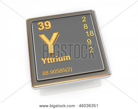 Yttrium. Alkuaine. 3D