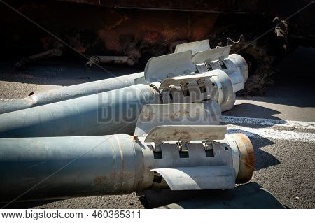 Pile Of Unexploded Ordnance During The War In Ukraine