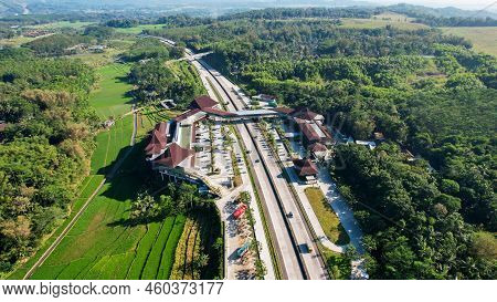 Aerial View Of Parking Space Provided In The Rest Area Of Pendopo 456 Salatiga. Semarang, Indonesia,