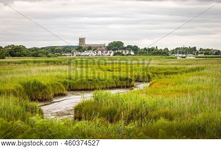 Hengistbury Head Nature Reserve Wetlands With Christchurch Harbour And Priory In The Background. Dor