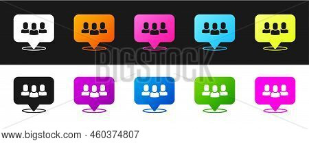 Set Project Team Base Icon Isolated On Black And White Background. Business Analysis And Planning, C