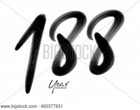 188 Years Anniversary Celebration Vector Template, 188 Number Logo Design, 188th Birthday, Black Let