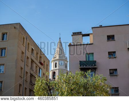 Marseille - France - May 15th 2022: View Towards The Church Eglise Notre-dame-des-accoules Between H