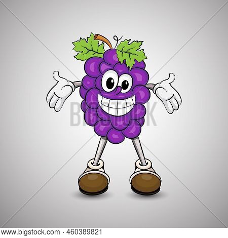 Grape Mascot Design - Funny Grape Vector Illustration