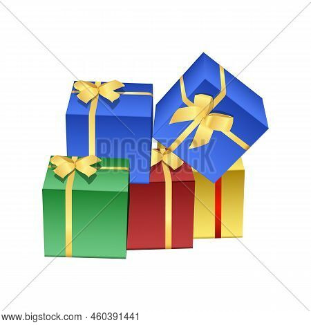 Gift Boxes With Ribbon Bow Vector Illustration