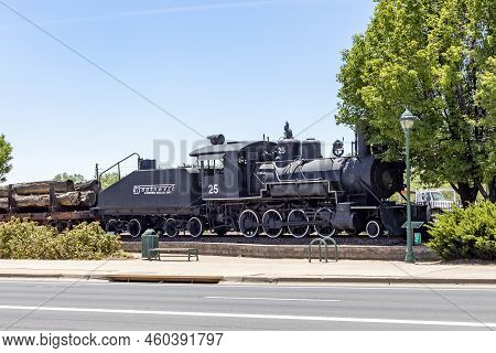 Flagstaff, Usa - May 26, 2022: Old Steam Locomotive In Flagstaff. Crafted In 1911, This  Locomotive 