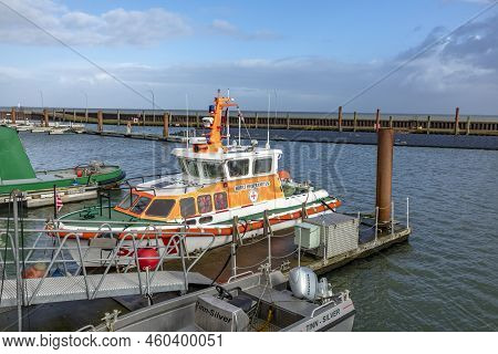 Hoernum, Germany - February 19, 2022: Sea Rescue Ship Horst Heiner Kneten In The Harbor Of Hoernum A