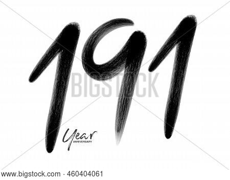 191 Years Anniversary Celebration Vector Template, 191 Number Logo Design, 191th Birthday, Black Let