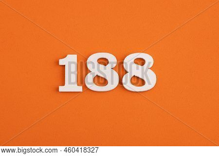 White Wooden Number 188 On Eva Rubber Orange Background