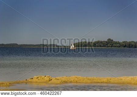 Yacht On A Svitiaz Lake Of Shatsky Lakes Group, Shatsk National Natural Park, Volyn Region Of Ukrain