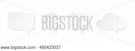 White 3d Speech Bubble Set. Chat Message Icon. Text Box. Social Media Banner. Comment Square Balloon