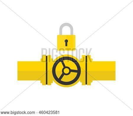 Embargo Concept. Gas Pipe Between Countries Logo Design. Sanctions For Fuel And Energy Resources Vec