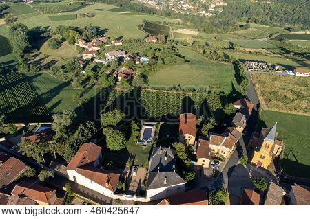 Landscape With Vineyards Near Beaujolais Wine Making Village Val D'oingt, Gateway To Beaujolais Wine