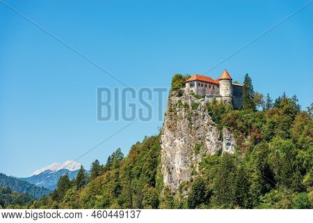 Medieval Bled Castle (blejski Grad), Xi Century, Coast Of The Lake Bled (blejsko Jezero). Bled Town,