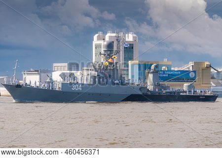 Russia. Kronstadt. July 31, 2022. A Small Anti-submarine Ship On The Parade Of The Navy.