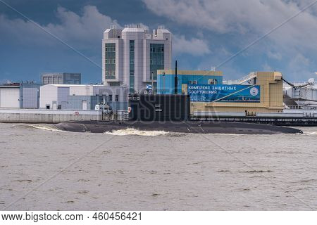 Russia. Kronstadt. July 31, 2022. Diesel Submarine On The Navy Parade.
