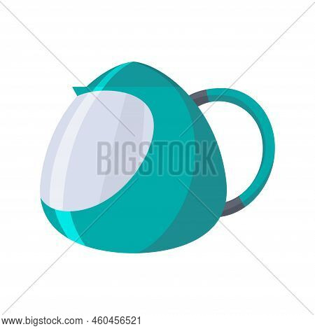 Kettle Decorative Kitchen Tool Icon. Electric Teapot Isolated Cartoon Illustration. Element For Adve