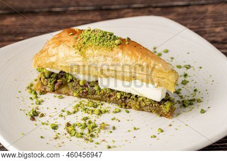 Carrot Slice Baklava, Baklava With Pistachio. Turkish Traditional Dessert. Turkish Name Havuc Dilimi