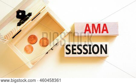 Ama Ask Me Anything Session Symbol. Concept Words Ama Ask Me Anything Session On Wooden Blocks On A 