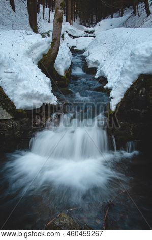 Breathtaking Morning At The River Recice In Masarykovo Udoli In Beskydy Mountains In Eastern Czech R