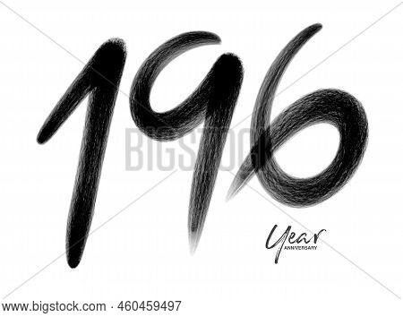 196 Years Anniversary Celebration Vector Template, 196 Number Logo Design, 196th Birthday, Black Let