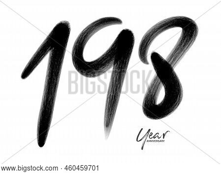 198 Years Anniversary Celebration Vector Template, 198 Number Logo Design, 198th Birthday, Black Let