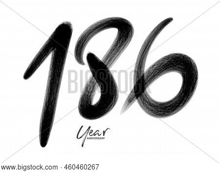 186 Years Anniversary Celebration Vector Template, 186 Number Logo Design, 186th Birthday, Black Let