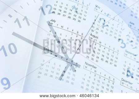 Ur ansigt og kalender composite