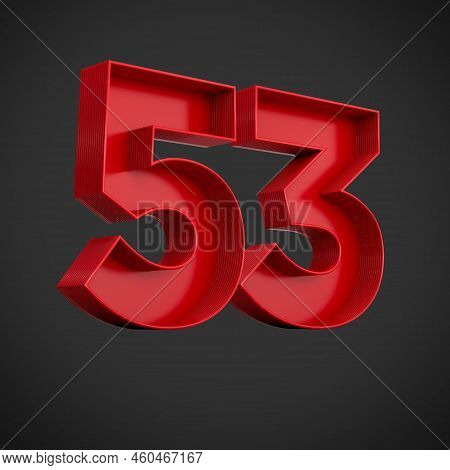 Red Advertising Digit 53 Or Fifty Three With Inner Shadow. 3d Illustration